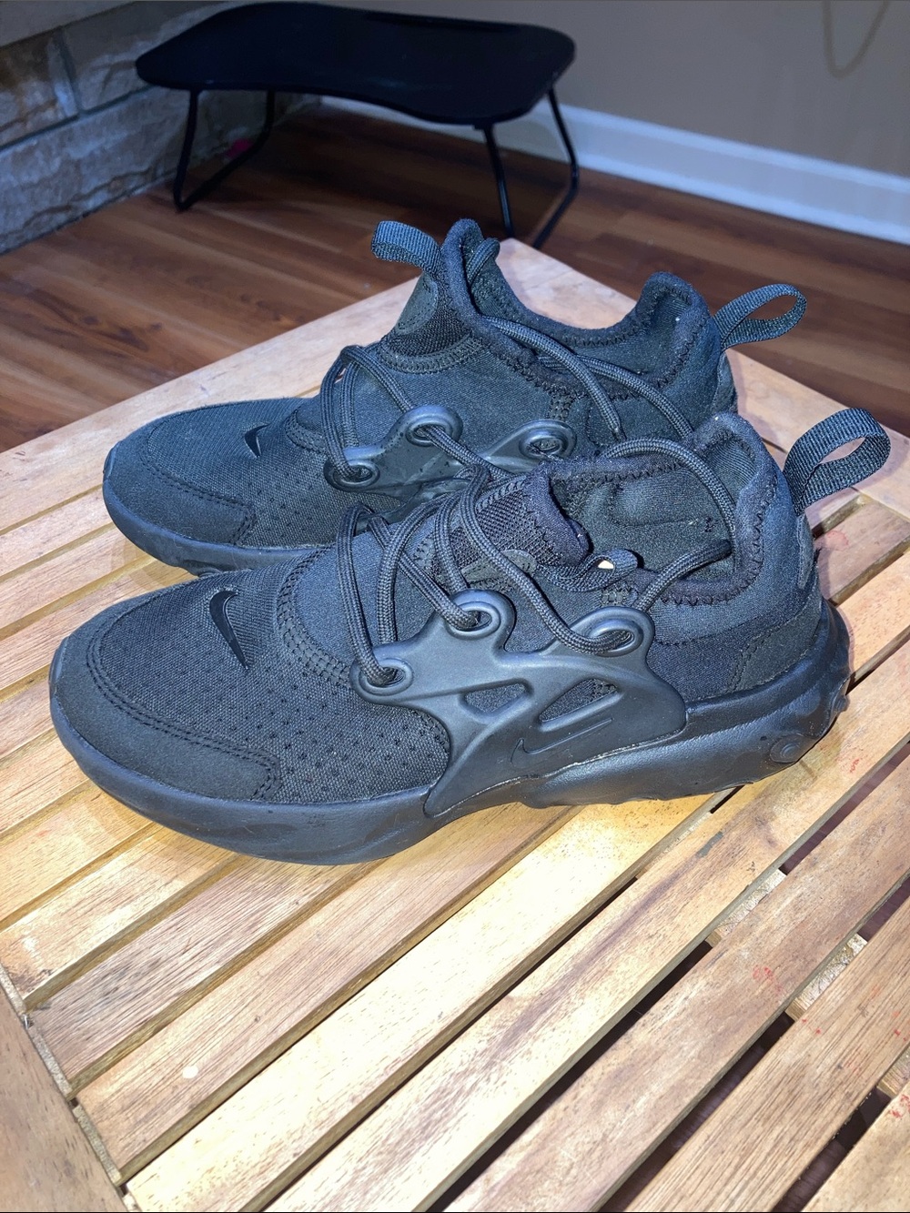 Nike React Presto PS 'Triple Black' BQ4003-005 Sz 2y